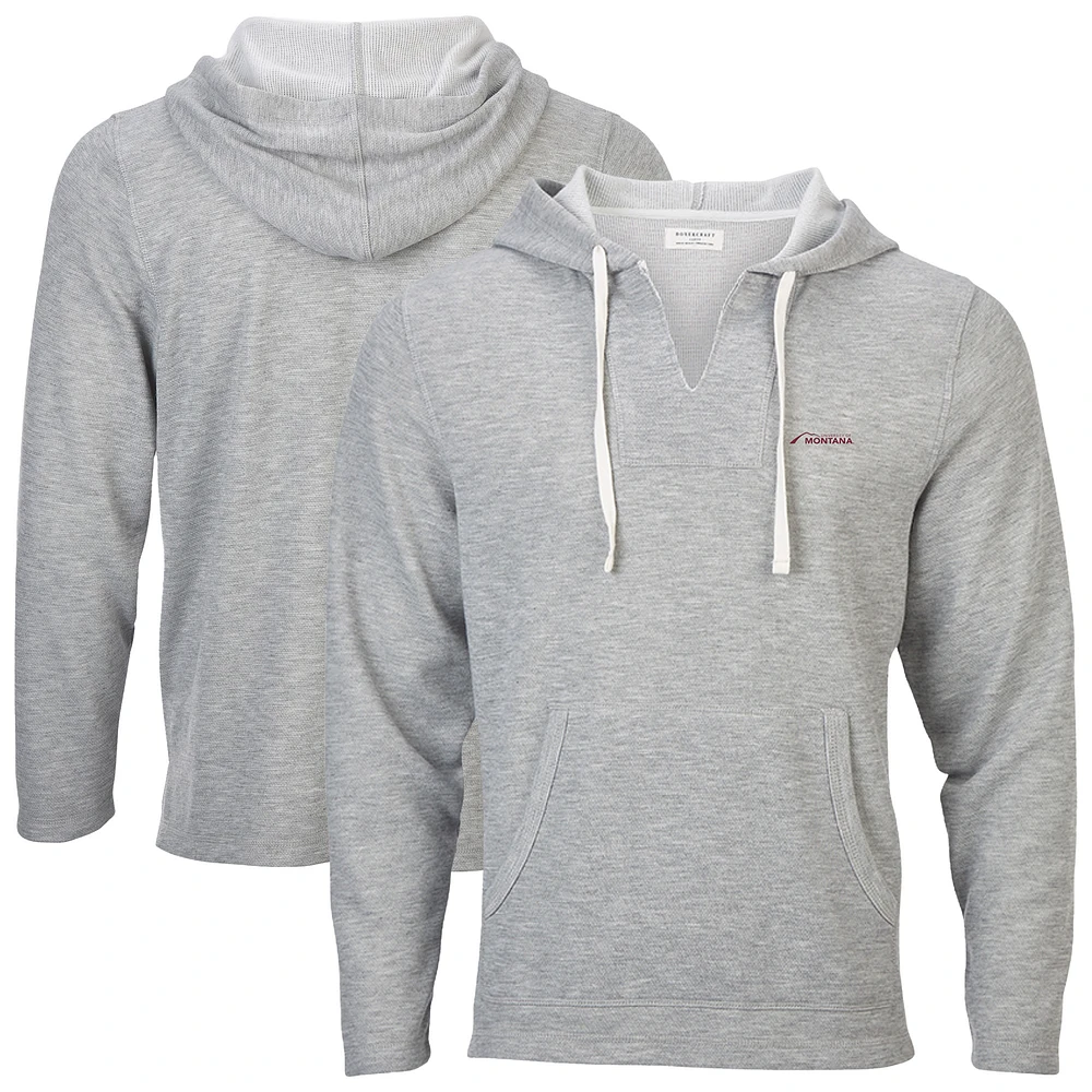 Women's Boxercraft Heather Gray Montana Grizzlies Baja Fleece V-Neck Pullover Hoodie