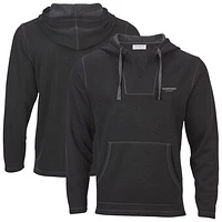 Women's Boxercraft Black Harvard Crimson Baja Fleece V-Neck Pullover Hoodie