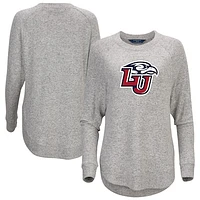 Women's  Gray Liberty Flames Oversized Cuddle Raglan Tri-Blend Pullover Sweatshirt