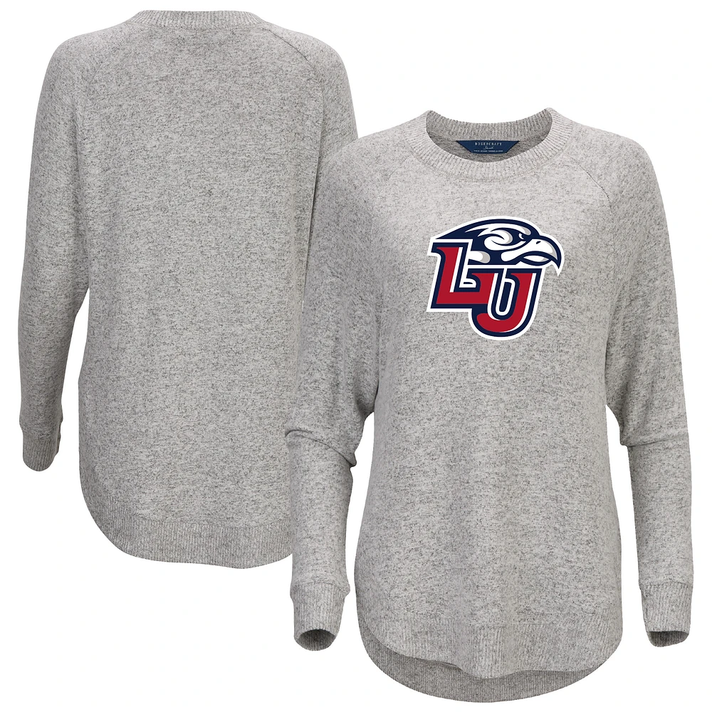 Women's Gray Liberty Flames Oversized Cuddle Raglan Tri-Blend Pullover Sweatshirt
