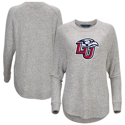 Women's  Gray Liberty Flames Oversized Cuddle Raglan Tri-Blend Pullover Sweatshirt