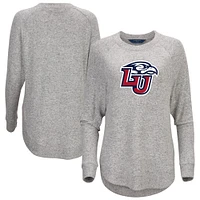 Women's  Gray Liberty Flames Oversized Cuddle Raglan Tri-Blend Pullover Sweatshirt
