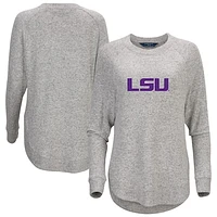 Women's  Gray LSU Tigers Oversized Cuddle Raglan Tri-Blend Pullover Sweatshirt