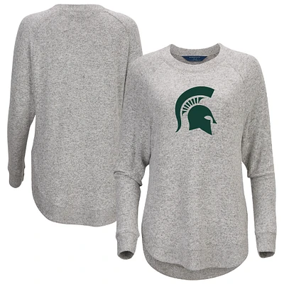 Women's  Gray Michigan State Spartans Oversized Cuddle Raglan Tri-Blend Pullover Sweatshirt