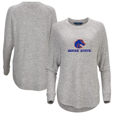 Women's  Gray Boise State Broncos Oversized Cuddle Raglan Tri-Blend Pullover Sweatshirt