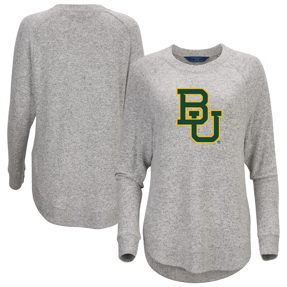 Women's Gray Baylor Bears Oversized Cuddle Raglan Tri-Blend Pullover Sweatshirt