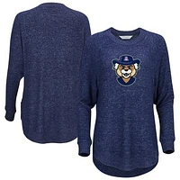 Women's  Navy Arizona Wildcats Oversized Cuddle Raglan Tri-Blend Pullover Sweatshirt