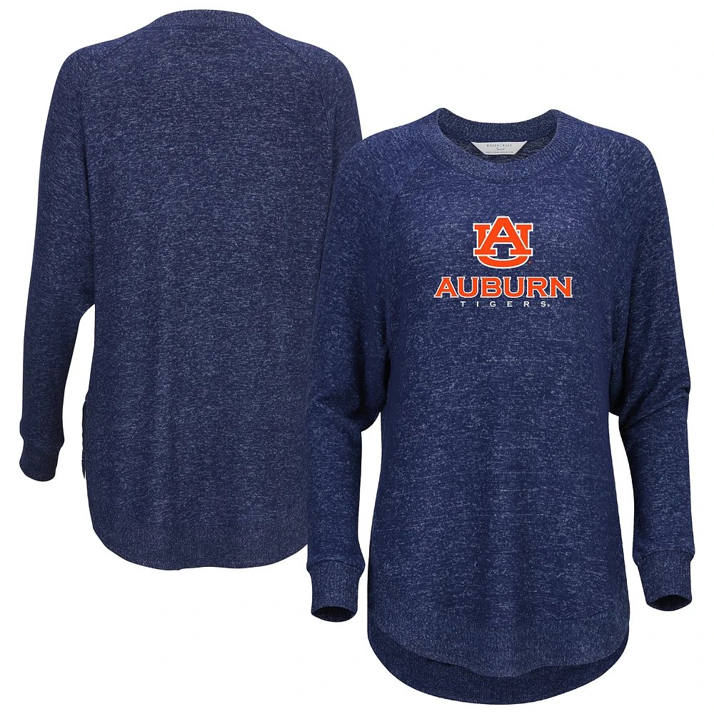 Women's Navy Auburn Tigers Oversized Cuddle Raglan Tri-Blend Pullover Sweatshirt