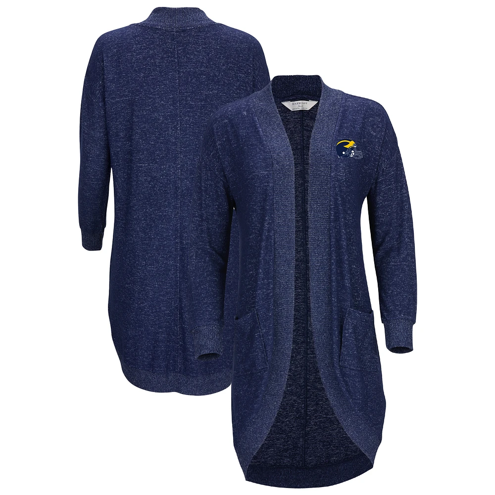 Women's Navy Michigan Wolverines Oversized Cuddle Tri-Blend Cardigan