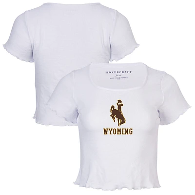 Women's White Wyoming Cowboys Baby Top T-Shirt