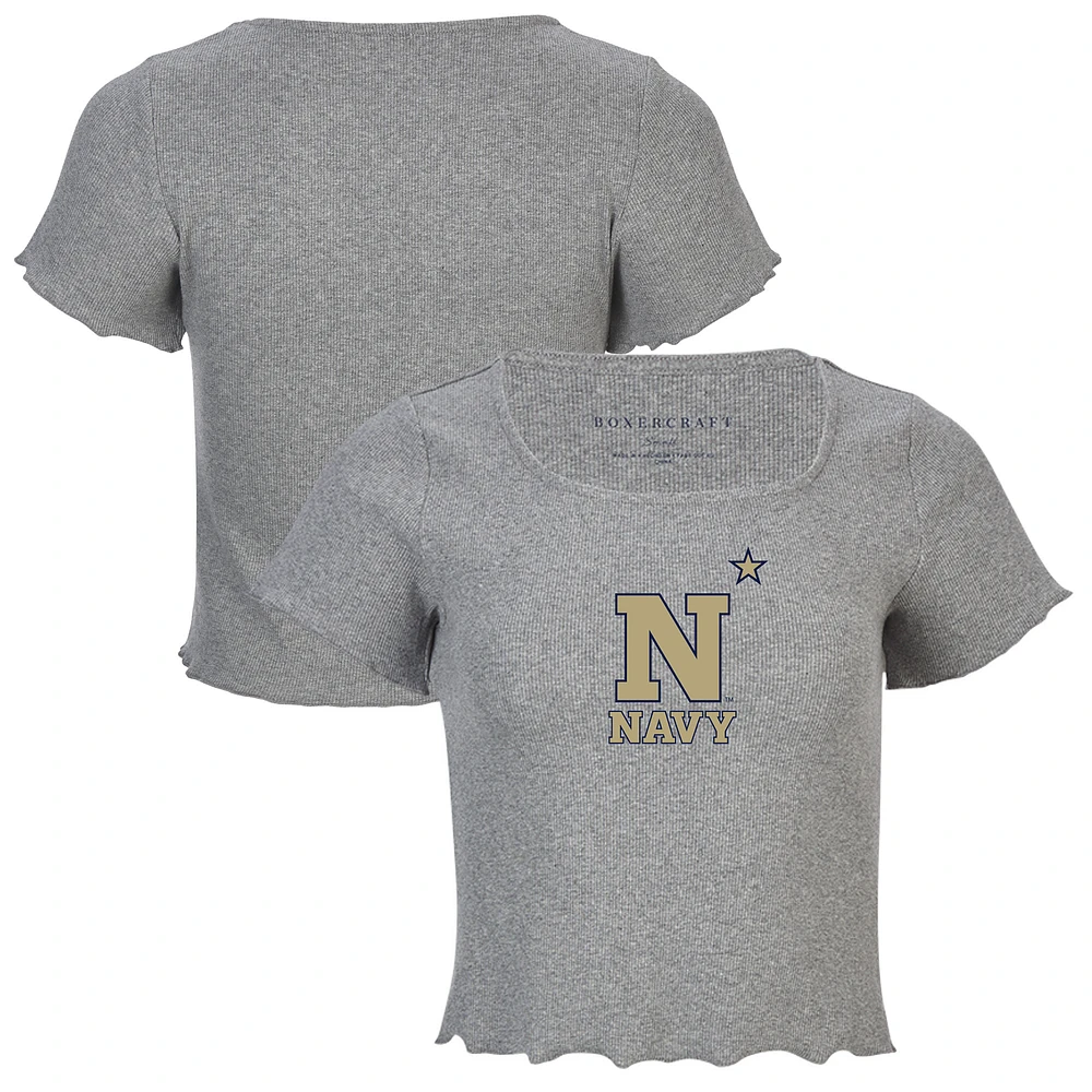 Women's Gray Navy Midshipmen Baby Top T-Shirt
