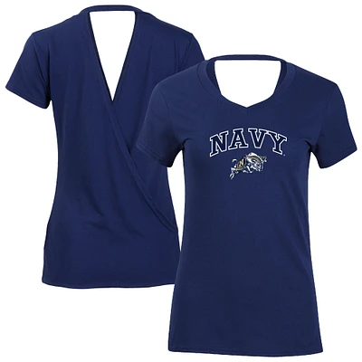 Women's Navy Midshipmen Bella Crossover Back V-Neck T-Shirt