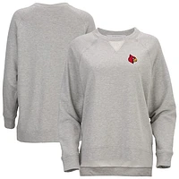 Women's  Heather Gray Louisville Cardinals Harlow Terry Raglan Pullover Sweatshirt