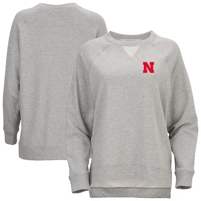 Women's  Heather Gray Nebraska Huskers Harlow Terry Raglan Pullover Sweatshirt