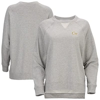 Women's  Heather Gray Georgia Tech Yellow Jackets Harlow Terry Raglan Pullover Sweatshirt