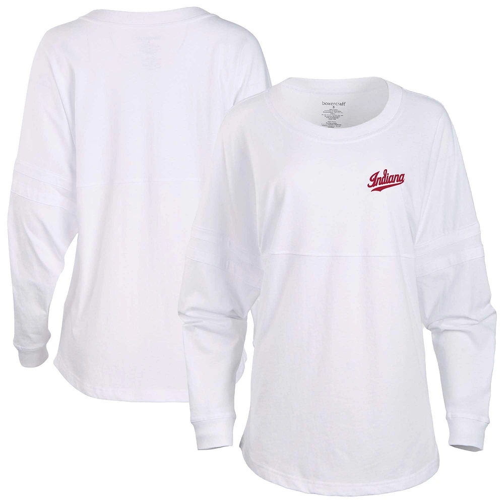 Women's White Indiana Hoosiers Pom Long Sleeve Jersey
