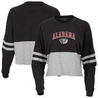 Women's Black Alabama Crimson Tide Oversized Cropped Retro Long Sleeve T-Shirt