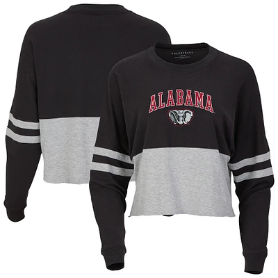 Women's Black Alabama Crimson Tide Oversized Cropped Retro Long Sleeve T-Shirt