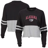 Women's Black Alabama Crimson Tide Oversized Cropped Retro Long Sleeve T-Shirt