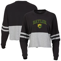 Women's Black Baylor Bears Oversized Cropped Retro Long Sleeve T-Shirt