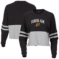 Women's Black Florida A&M Rattlers Oversized Cropped Retro Long Sleeve T-Shirt