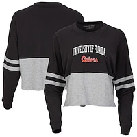 Women's Black Florida Gators Oversized Cropped Retro Long Sleeve T-Shirt