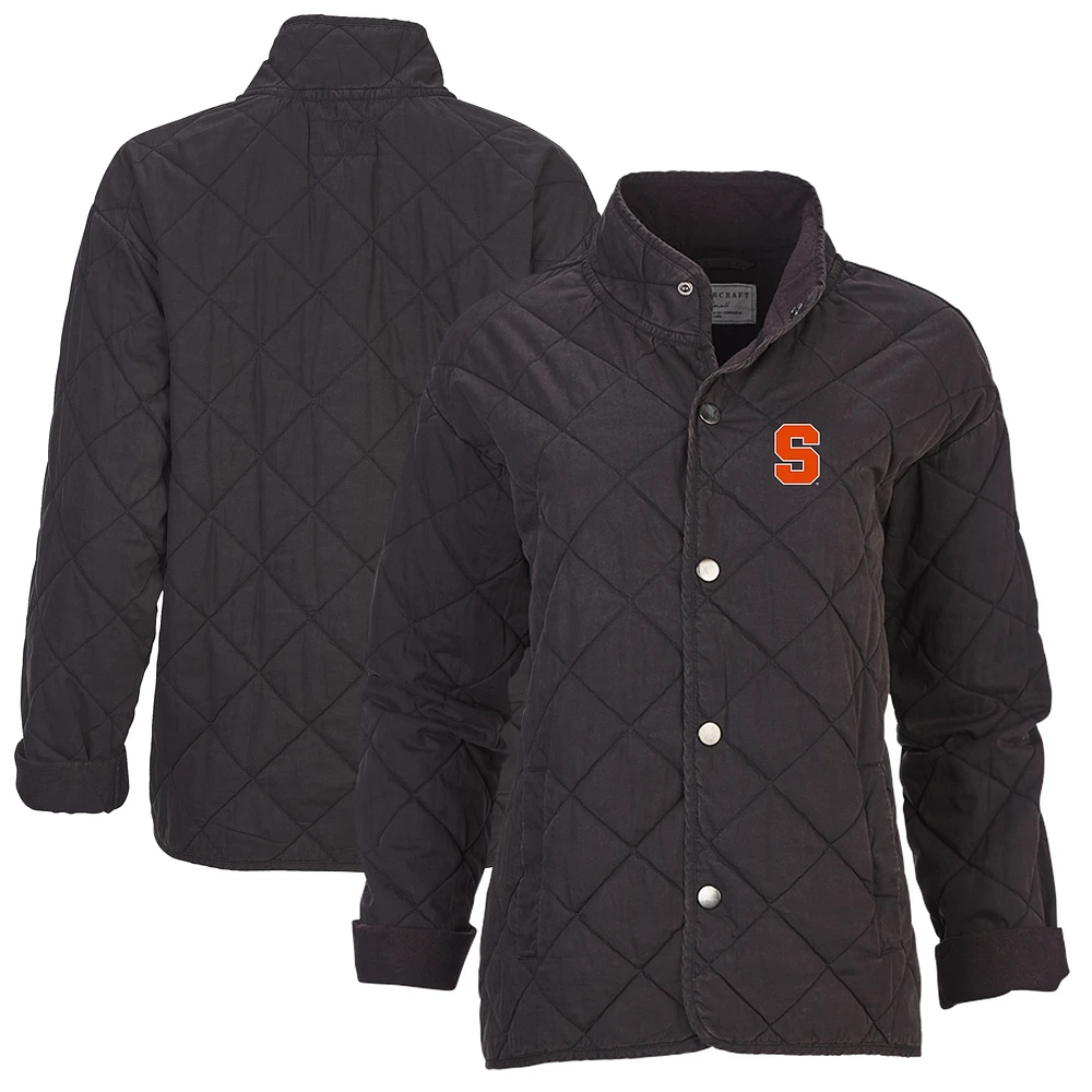 Women's Boxercraft Black Syracuse Orange Quilted Market Full-Zip Jacket