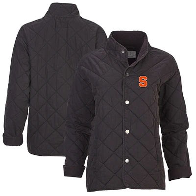 Women's Boxercraft Black Syracuse Orange Quilted Market Full-Zip Jacket
