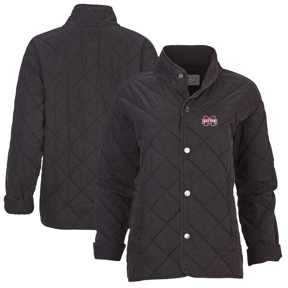 Women's Boxercraft Black Mississippi State Bulldogs Quilted Market Full-Zip Jacket