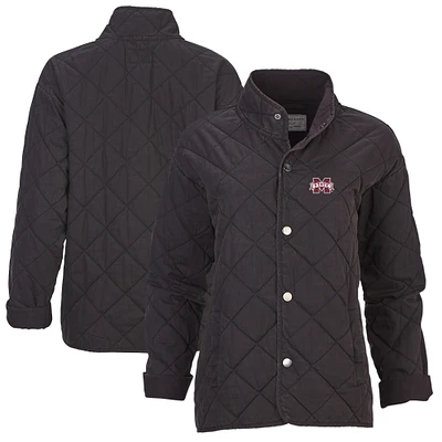 Women's Boxercraft Black Mississippi State Bulldogs Quilted Market Full-Zip Jacket