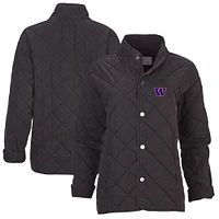 Women's Boxercraft Black Washington Huskies Quilted Market Full-Zip Jacket