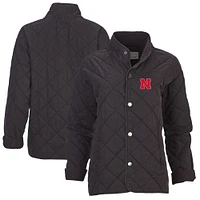 Women's Boxercraft Black Nebraska Huskers Quilted Market Full-Zip Jacket