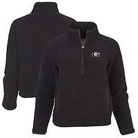 Women's Boxercraft Black Georgia Bulldogs Everest Raglan Fleece Half-Zip Sweatshirt