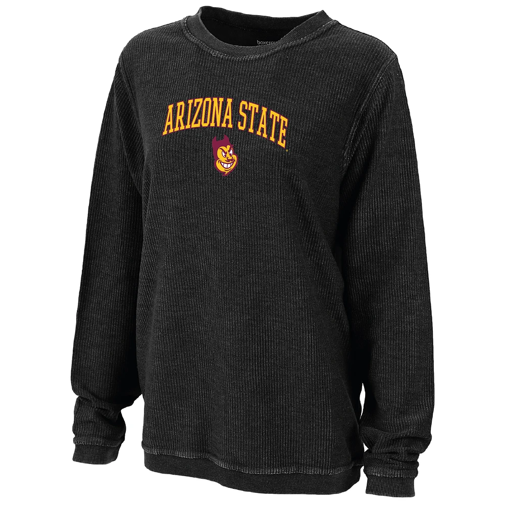 Women's Boxercraft Black Arizona State Sun Devils Rally Corduroy Pullover Sweatshirt