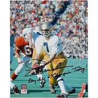 Joe Theismann Notre Dame Fighting Irish Autographed 8" x 10" Hand Off Photograph with "Play Like a Champion Today!" Inscription