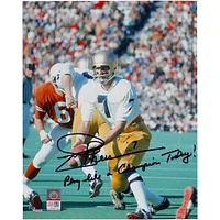 Joe Theismann Notre Dame Fighting Irish Autographed 8" x 10" Hand Off Photograph with "Play Like a Champion Today!" Inscription