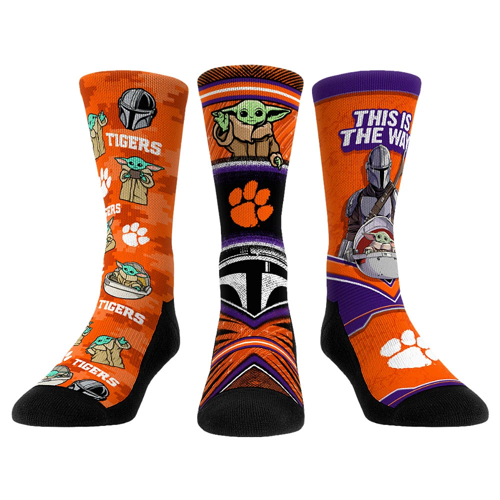 Youth Rock Em Socks Clemson Tigers The Mandalorian 3-Pack Crew