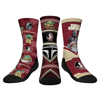 Youth Rock Em Socks Florida State Seminoles The Mandalorian 3-Pack Crew