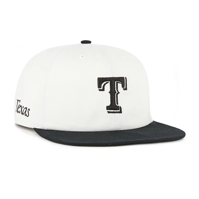 Men's '47 White/Black Texas Rangers Foundation Captain Snapback Hat