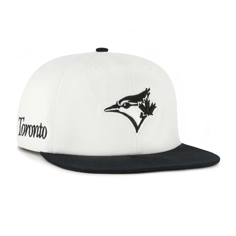 Men's '47 White/Black Toronto Blue Jays Foundation Captain Snapback Hat