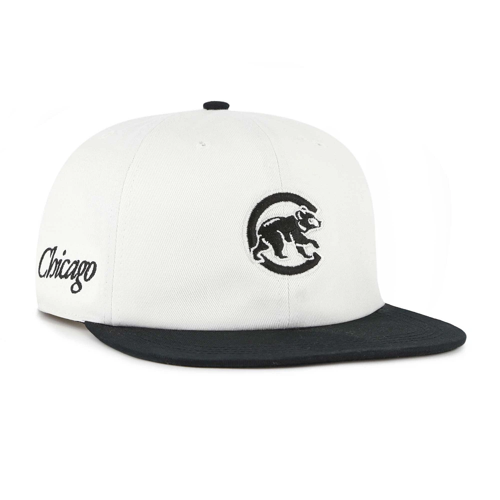 Men's '47 White/Black Chicago Cubs Foundation Captain Snapback Hat