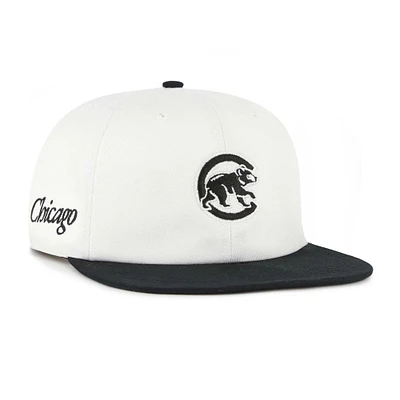 Men's '47 White/Black Chicago Cubs Foundation Captain Snapback Hat