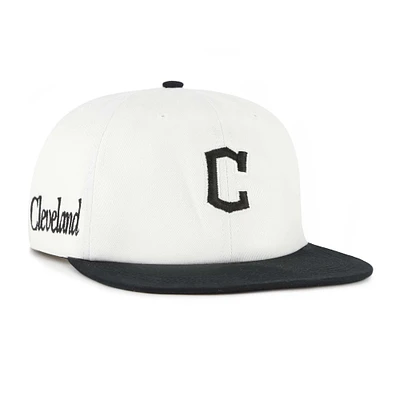 Men's '47 White/Black Cleveland Guardians Foundation Captain Snapback Hat