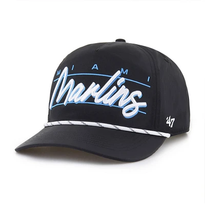 Men's '47  Black Miami Marlins Condor Hitch Adjustable Hat