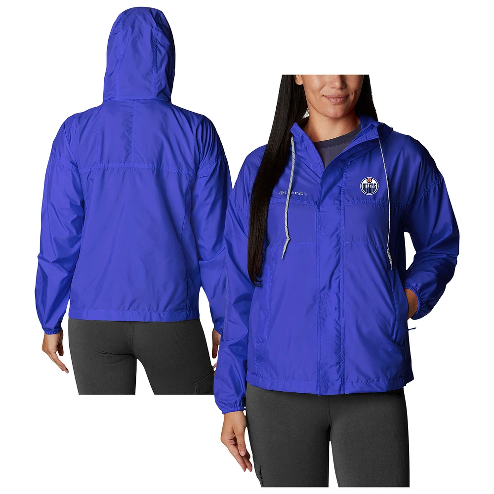 Women's Columbia Royal Edmonton Oilers Flash Challenger Omni-Wick Hoodie Full-Zip Windbreaker
