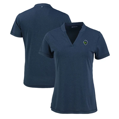 Women's Cutter & Buck Heather Navy Hillsboro Hops Forge Stretch Blade DryTec V-Neck Polo