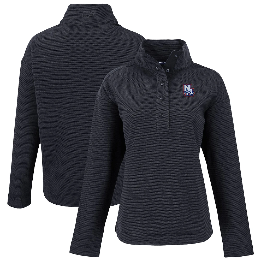Women's Cutter & Buck New Hampshire Fisher Cats Hunts Point Eco Textured Fleece Recycled Half-Snap Sweatshirt