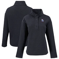 Women's Cutter & Buck New Hampshire Fisher Cats Hunts Point Eco Textured Fleece Recycled Half-Snap Sweatshirt