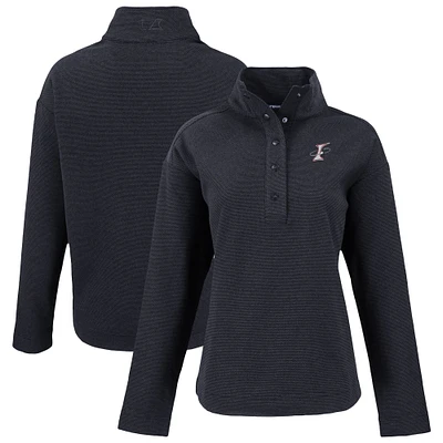 Women's Cutter & Buck Black Albuquerque Isotopes Hunts Point Eco Textured Fleece Recycled Half-Snap Sweatshirt