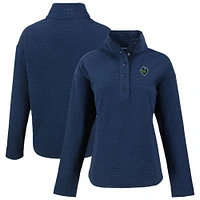 Women's Cutter & Buck Navy Hillsboro Hops Hunts Point Eco Textured Fleece Recycled Half-Snap Sweatshirt
